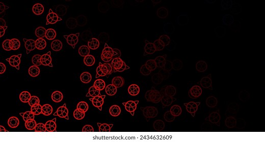 Dark Red vector template with esoteric signs. Abstract illustration with gothic gradient shapes. Simple base for your occult design.