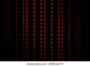 Dark red vector template with EUR, USD, GBP, JPY. Colored symbols of all currency on white background. Smart design for your business advert of economic, wealth.