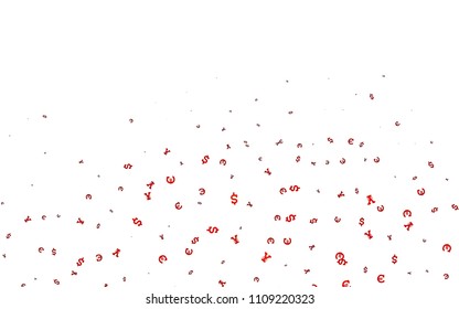 Dark Red vector template with Euro, Dollar, Yen. Colored symbols of all currency on white background. Best design for your ad, poster, banner of money.