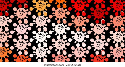 Dark red vector template with flu signs. Smart illustration with covid signs in decorative style. Design for biohazard warning.