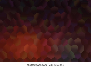 Dark Red vector template in hexagonal style. Simple background with colorful hexagons. Pattern for ads, leaflets.