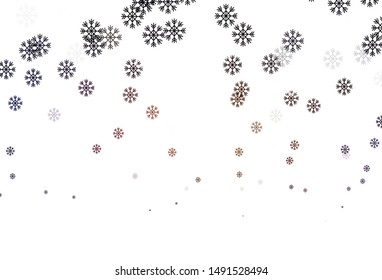 Dark Red vector template with ice snowflakes. Shining colorful illustration with snow on abstract template. New year design for poster, banner.