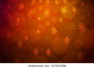Dark Red vector template with ice snowflakes. Blurred decorative design in xmas style with snow. The pattern can be used for new year leaflets.