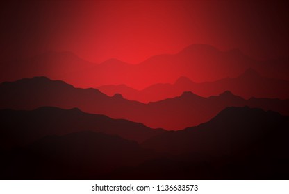 Dark Red vector template with lines, ovals. Shining crooked illustration in mountain style. Textured wave pattern for backgrounds.