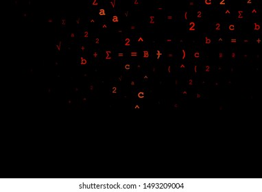 Dark Red vector template with math simbols. Shining colorful illustration with isolated Digit signs. Pattern for school, grammar websites.