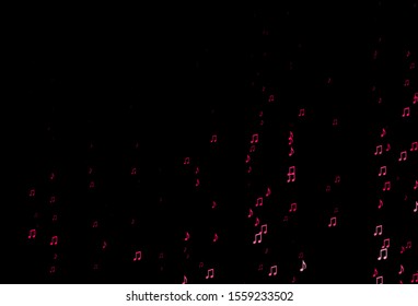 Dark Red vector template with musical symbols. Shining illustration of colorful gradient music notes. Pattern for festival leaflets.