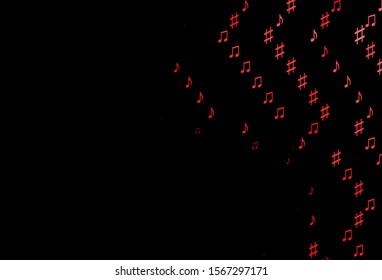 Dark Red vector template with musical symbols. Isolated colorful music keys on abstract background. Pattern for websites of musitians.