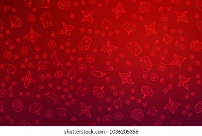 Dark Red vector template with organic meal. Illustration with set of fresh food in doodle style. Design for ad, poster, banner of cafes or restaurants.