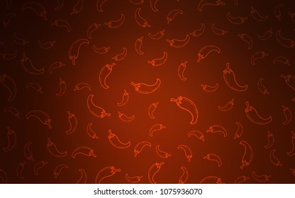 Dark Red vector template with organic peppers. Glitter abstract sketch with hot peppers. Pattern for ads of breakfast, lunch, dinner.