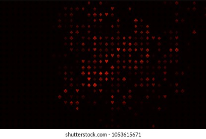Dark Red vector template with poker symbols. Colored illustration with hearts, spades, clubs, diamonds. Smart design for your business advert of casinos.