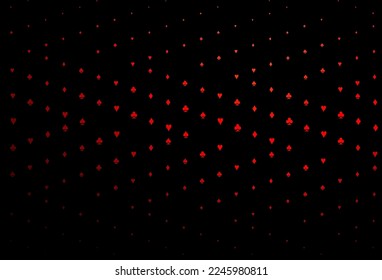 Dark Red vector template with poker symbols. Shining illustration with hearts, spades, clubs, diamonds. Smart design for your business advert of casinos.