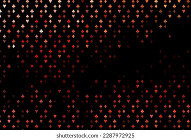Dark Red vector template with poker symbols. Illustration with set of hearts, spades, clubs, diamonds. Pattern for booklets, leaflets of gambling houses.