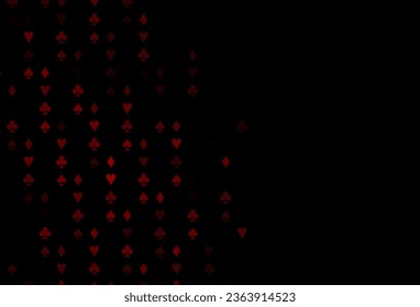 Dark Red vector template with poker symbols. Blurred decorative design of hearts, spades, clubs, diamonds. Pattern for booklets, leaflets of gambling houses.