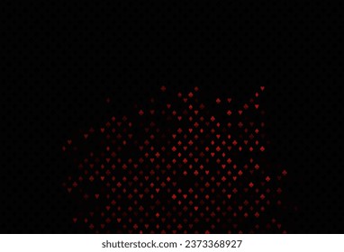 Dark red vector template with poker symbols. Shining illustration with hearts, spades, clubs, diamonds. Design for ad, poster, banner of gambling websites.