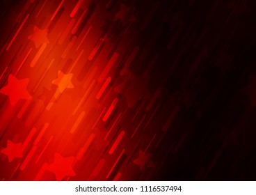Dark Red vector template with repeated lines and stars. Shining colored illustration with narrow lines. Smart design for your business advert.