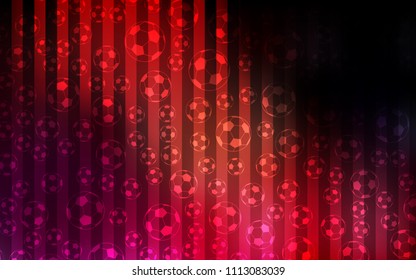 Dark Red vector template with soccer symbols. Decorative design of football balls on a gradient backdrop. Design for posters, banners of sports competitions.