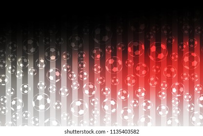 Dark Red vector template with soccer symbols. Glitteral colorful illustration with abstract soccer balls. Template for ads of soccer world cup 2018.