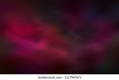 Dark Red vector template with space stars. Glitter abstract illustration with colorful cosmic stars. Pattern for astronomy websites.