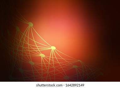 Dark Red vector texture with artificial intelligence concept. Colored AI structure with gradient lines and dots. Pattern for science, futuristic designs.