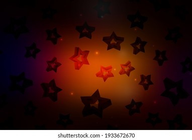 Dark Red vector texture with beautiful stars. Glitter abstract illustration with colored stars. Template for cosmic backgrounds.