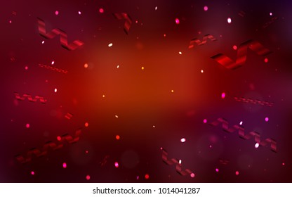 Dark Red vector texture with birthday confetti. Beautiful colored illustration with ribbon in celebration style. The template can be used as a background for postcards.