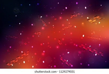 Dark Red vector texture with birthday confetti. Beautiful colored illustration with ribbon in celebration style. The pattern can be used for birthday gifts, congratulations.