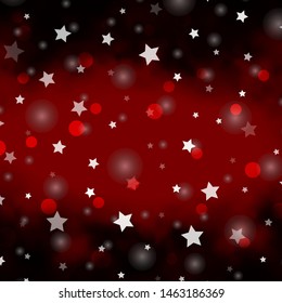 Dark Red vector texture with circles, stars. Abstract design in gradient style with bubbles, stars. Texture for window blinds, curtains.