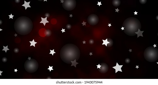 Dark Red vector texture with circles, stars. Abstract illustration with colorful spots, stars. Texture for window blinds, curtains.