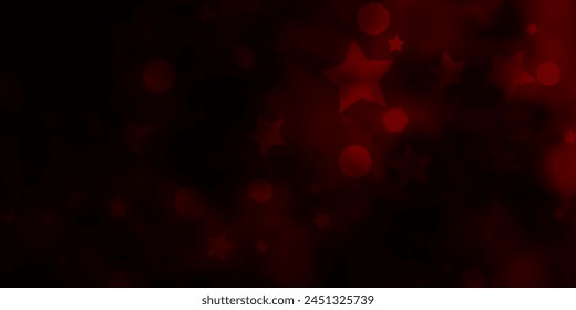 Dark Red vector texture with circles, stars. Abstract design in gradient style with bubbles, stars. Design for wallpaper, fabric makers.