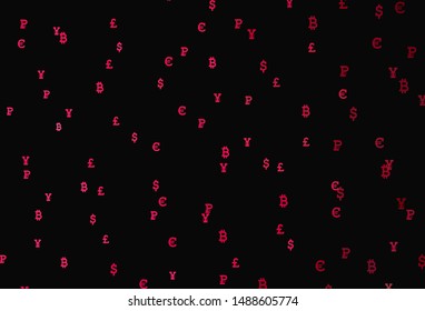 Dark Red vector texture with colored currency signs. Shining colored illustration with currency signs. Design for business advert of economic, wealth.