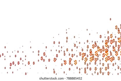 Dark Red vector texture with colored dollar signs. Shining colored illustration with dollar signs, USD. The pattern can be used for ad, booklets, leaflets of banks