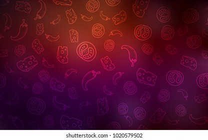 Dark Red vector texture with delicious snacks. Illustration with set of fresh food in doodle style. Pattern for ad, booklets, leaflets of restaurants.