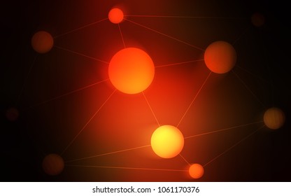 Dark Red vector texture with disks, lines. Colorful illustration with circles and lines in futuristic style. Completely new template for your brand book.