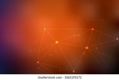Dark Red vector texture with disks, lines. Design with connection of dots and lines on colorful background. Pattern can be used as texture of wallpapers.