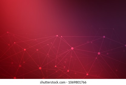 Dark Red vector texture with disks, lines. Decorative design in abstract style with triangle structure. Pattern can be used for ads, leaflets.