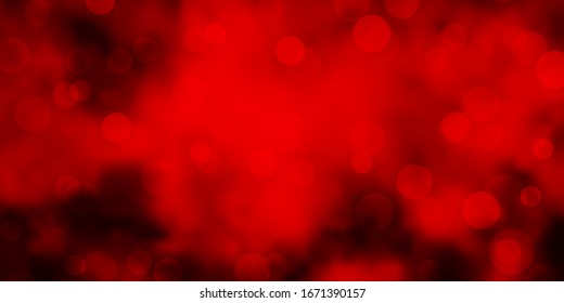 Dark Red vector texture with disks. Glitter abstract illustration with colorful drops. Pattern for websites.