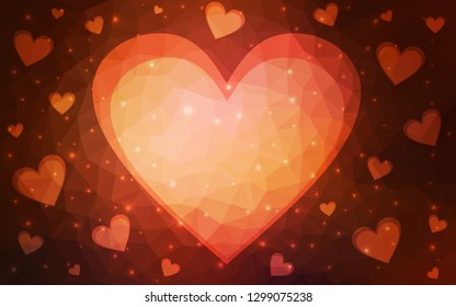 Dark Red vector  texture with lovely hearts. Beautiful colored illustration with hearts in celebration style. Design for ad, poster, banner of Valentine Day.
