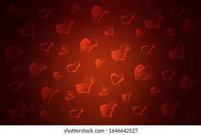 Dark Red vector texture with lovely hearts. Glitter abstract illustration with colorful hearts in romantic style. Pattern can be used for valentine's ad, booklets.