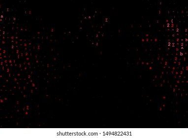 Dark Red vector texture with mathematic symbols. Colored mathematic signs with gradient on white background. Best design for your math college.