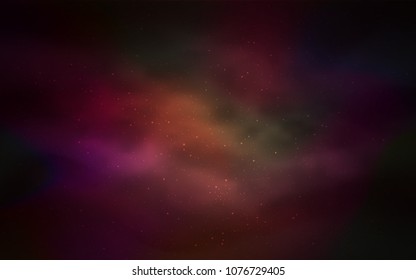 Dark Red vector texture with milky way stars. Glitter abstract illustration with colorful cosmic stars. Best design for your ad, poster, banner.