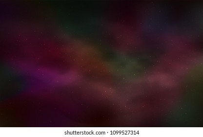 Dark Red vector texture with milky way stars. Glitter abstract illustration with colorful cosmic stars. Template for cosmic backgrounds.