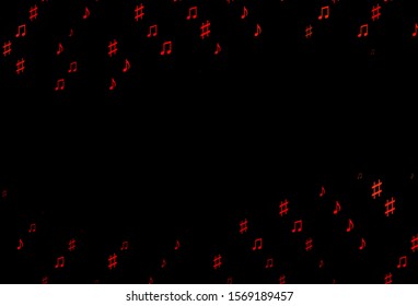 Dark Red vector texture with musical notes. Shining illustration of colorful gradient music notes. Pattern for websites of musitians.