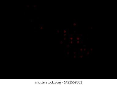 Dark Red vector texture with playing cards. Glitter abstract sketch with isolated symbols of playing cards. Pattern for ads of parties, events in Vegas.