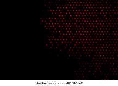 Dark Red vector texture with playing cards. Colored illustration with hearts, spades, clubs, diamonds. Pattern for leaflets of poker games, events.