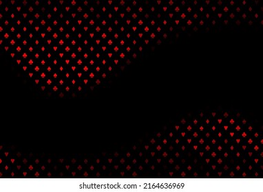 Dark red vector texture with playing cards. Blurred decorative design of hearts, spades, clubs, diamonds. Smart design for your business advert of casinos.