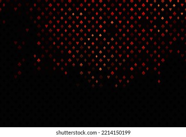 Dark red vector texture with playing cards. Colored illustration with hearts, spades, clubs, diamonds. Pattern for leaflets of poker games, events.
