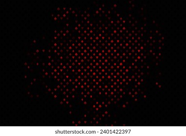 Dark red vector texture with playing cards. Glitter abstract sketch with isolated symbols of playing cards. Pattern for booklets, leaflets of gambling houses.