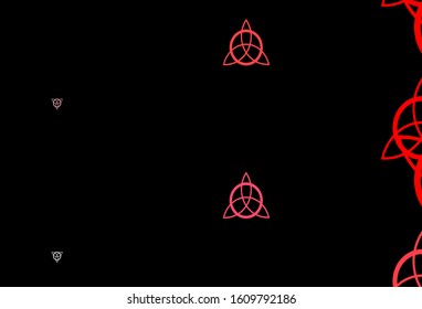 Dark Red vector texture with religion symbols. Colorful mystic symbols with a gradient in ancient style. Design for magic, spiritual events.