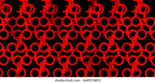 Dark Red vector texture with religion symbols. Colorful vintage illustration with gradient alchemy shapes. Simple design for occult depiction.