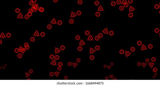Dark Red vector texture with religion symbols. Abstract illustration with gothic gradient shapes. Design for magic, spiritual events.
